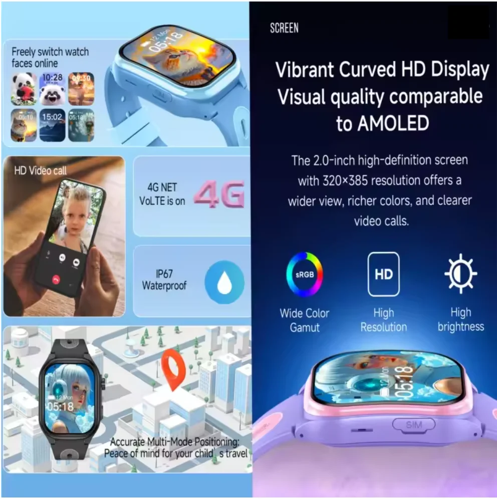 Relógio inteligente 4G para cr - Smartwatch Watches For Kids With Gps avaliação e preço